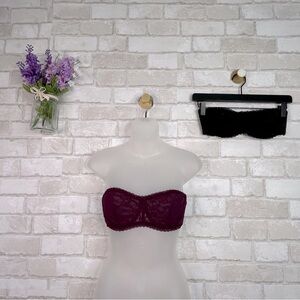 TWO Victoria’s Secret Bandeau Bralettes Wired Lace